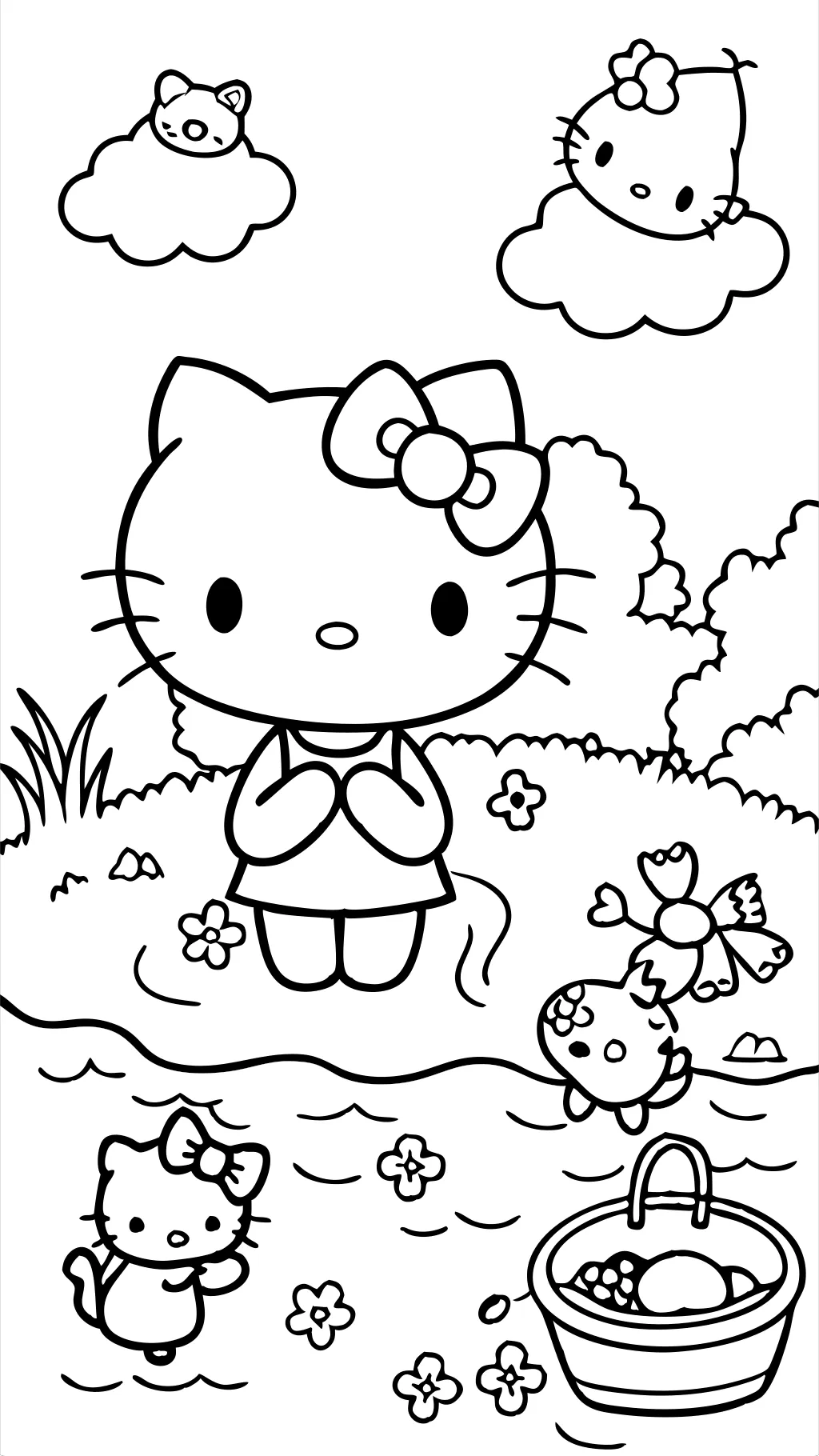 Páginas para colorear de Hello Kitty y amigos imprimibles